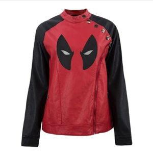 Marvel Women's Deadpool Sidezip Motorcycle Jacket Size L